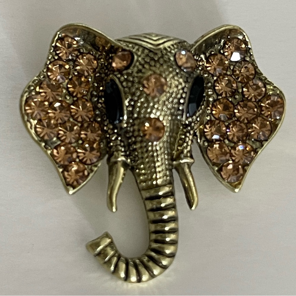 NWT Gold & Rhinestone Elephant Brooch - Picture 6 of 6